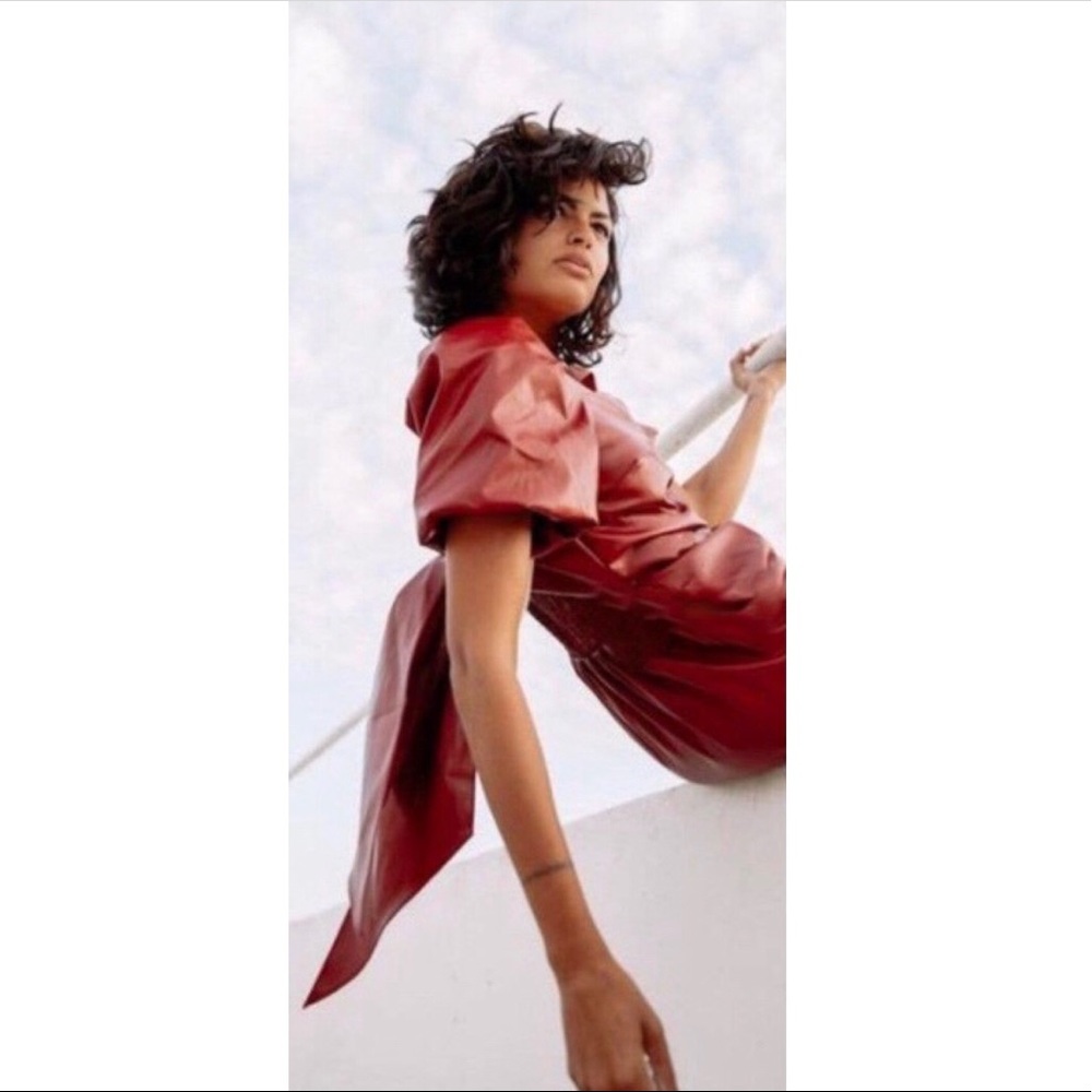 NWT ANTHROPOLOGIE GREER FAUX LEATHER MINI DRESS - Picture 11 of 13